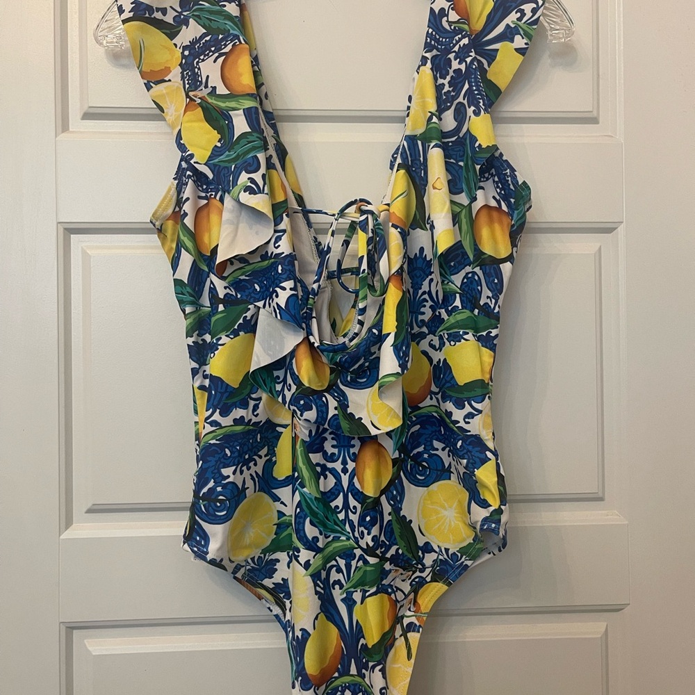 Sporlike Amazon Vibrant Lemon Print Swimsuit New Without Tag - Picture 4 of 8